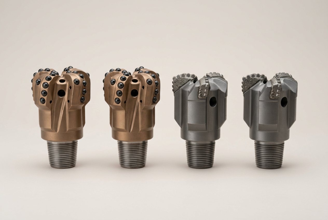 Two PDC bits and two drag bits